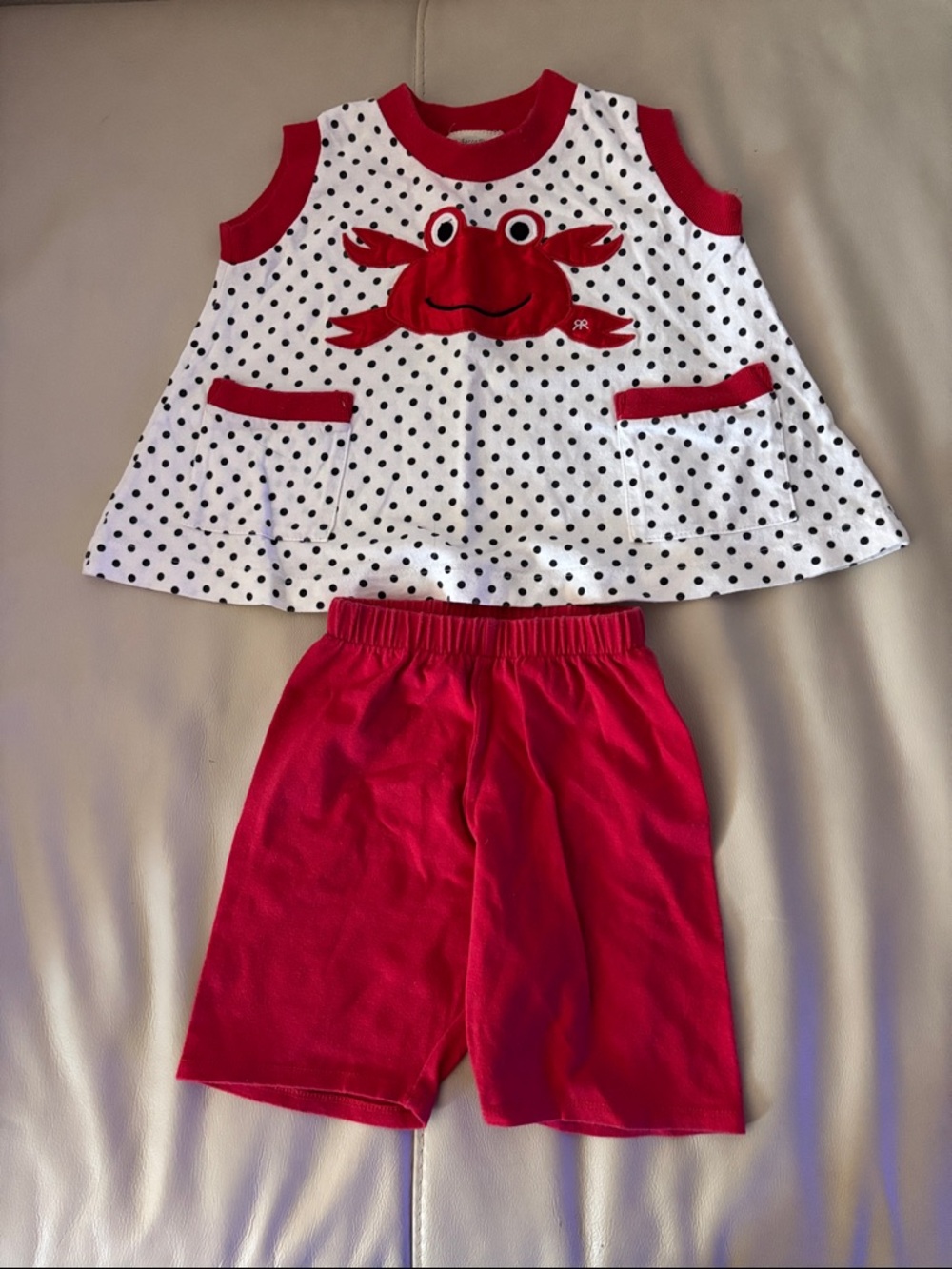 3T Vintage Summer Crab Polka Dot Set